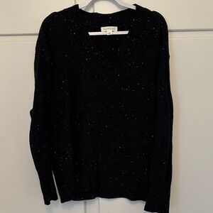 LIKE NEW Black with White Marled Dots V-Neck Sweater